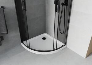 MEXEN - Rio sprchový kout, čtvrtkruhový 80 x 80 cm - grafit, černá + vanička Flat, bílá - 863-080-080-70-40-4110B