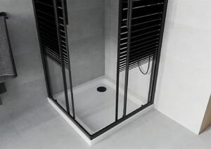 MEXEN - Rio sprchový kout, rohový 70 x 70 cm, dekor, černá + vanička Flat, bílá - 860-070-070-70-20-4010B