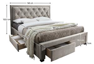 KONDELA Manželská postel, šedohnědá, 180x200 cm, OREA
