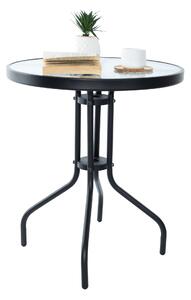 KONDELA Jídelní stůl, černá ocel / temperované sklo, průměr 60 cm, BORGEN TYP 1