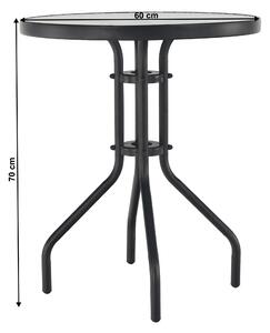 KONDELA Jídelní stůl, černá ocel / temperované sklo, průměr 60 cm, BORGEN TYP 1