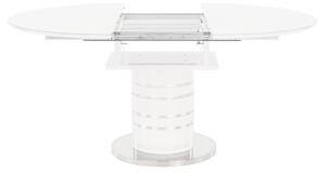 KONDELA Jídelní stůl rozkládací, bílá vysoký lesk HG, průměr 120x75 cm, ZAMON