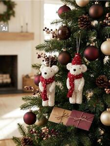 Sinsay - Vánoční závěsné dekorace ve tvaru medvídků ve svetrech 2 pack - červená