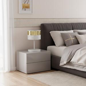 Stolní lampa LUX LN1 – bílá / zlatá, textilní stínidlo, 1× E27, šířka 20 cm