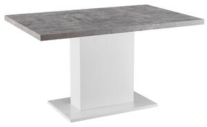 KONDELA Jídelní stůl, beton / bílá extra vysoký lesk, 138x90 cm, KAZMA