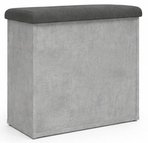 Skříňka na boty, botník s polstrováním, lavice, sedací, police, dřevo/látka, 52x63x32 cm, beton šedá/šedá, Dekorino BS20260012