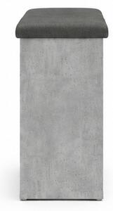 Skříňka na boty, botník s polstrováním, lavice, sedací, police, dřevo/látka, 52x63x32 cm, beton šedá/šedá, Dekorino BS20260012