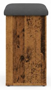 Skříňka na boty, botník s polstrováním, lavice, sedací, police, dřevo/látka, 52x63x32 cm, staré dřevo/šedá, Dekorino BS20260015