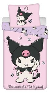Růžové bavlněné dětské povlečení na jednolůžko 140x200 cm Hello Kitty "Kuromi" – Jerry Fabrics
