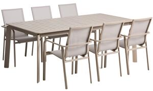 Kave Home Béžový zahradní set stolu Brela a šesti židlí Canea