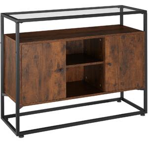 Tectake Komoda Oldham 100x38x80,5cm - Industriální dřevo tmavé, rustikální
