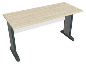 Stůl pracovní rovný 140 cm hl. 60 cm - Hobis Cross CE 1400 Dekor stolové desky: ořech, Dekor lamino podnože: šedá, Barva nohou: Stříbrná