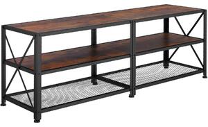 Tectake Televizní stolek - 141 cm,Industriální dřevo tmavé, rustikální