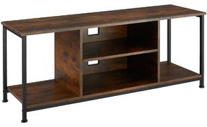 Tectake Televizní stolek - 120 cm,Industriální dřevo tmavé, rustikální