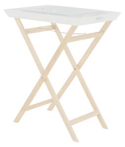 KONDELA Servírovací stolek se dvěma snímatelnými tácky, bílá/přírodní, NORGE