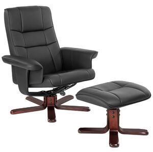 Tectake Relaxační křeslo s taburetem, model 1 - černá/hnědá