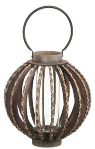 Hnědá dřevěná lucerna hurricane - Ø36*56 cm - J-Line by Jolipa