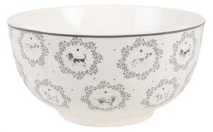 Bílá keramická miska na polévku s motivem pejsků Lovely Grey Dogs – 500 ml