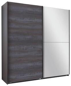ŠATNÍ SKŘÍŇ SE ZRCADLEM, barvy grafitu, tmavě šedá, 180/198/64 cm MID.YOU - Šatní skříně, Online Only