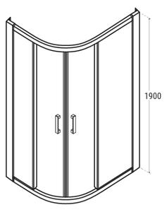 Besco Modern 190 sprchový kout 100x80 cm půlkulatá chrom lesk/průhledné sklo MA-108-190-C