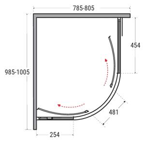 Besco Modern 190 sprchový kout 100x80 cm půlkulatá chrom lesk/průhledné sklo MA-108-190-C