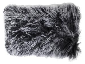 Polštář bílá/černá ovčí kůže kudrnatý dlouhý chlup Curly - 50*30*10cm - Mars & More