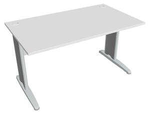 Stůl pracovní rovný 140 cm - Hobis Cross CS 1400 Dekor stolové desky: ořech, Dekor lamino podnože: šedá, Barva nohou: Stříbrná