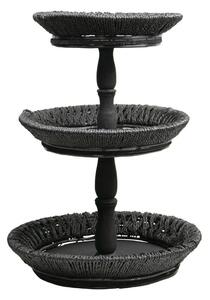 Černý dřevěný kulatý podnos Bulli - Ø 41*56cm - Mars & More