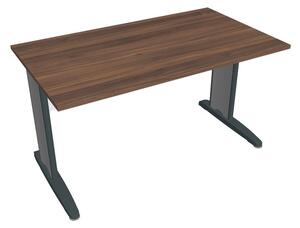 Stůl pracovní rovný 140 cm - Hobis Cross CS 1400 Dekor stolové desky: ořech, Dekor lamino podnože: šedá, Barva nohou: Stříbrná