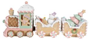 Vánoční dekorace perníkový vláček v pastelových barvách Snoepwinkel – 45x12x19 cm