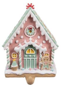 Vánoční háček ve tvaru perníkového domečku v pastelových barvách Snoepwinkel – 13x10x18 cm