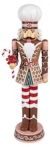 Vánoční dekorační figurka červeno-hnědý Louskáček s lízátkem Candy Cane – 15x12x46 cm