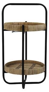 Černý kovový 2 patrový etažér s bambusovými podnosy Lorena - Ø 33*60cm - Light & Living
