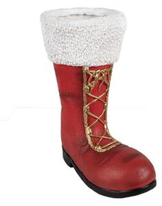 Vánoční dekorace červená keramická holínka Santa Clause – 32x19x36 cm