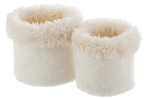 Sada 2 bílých chlupatých obalů na květináče Plush pots – Ø 27 *25 cm - J-Line by Jolipa