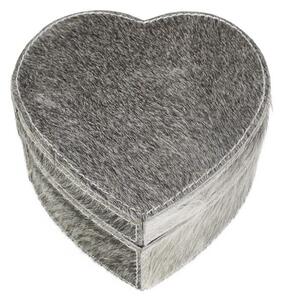 Šedý box z hovězí kůže ve tvaru srdce - 15*15*8cm - Mars & More