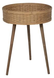 Dřevěný odkládací stolek s výpletem - 46*62 cm - Clayre & Eef