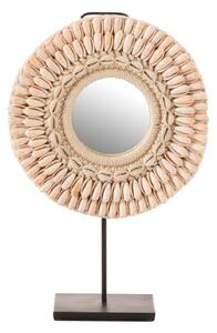 Stolní kulaté zrcadlo v rámu z mušliček - Ø 25*12*41 cm - J-Line by Jolipa