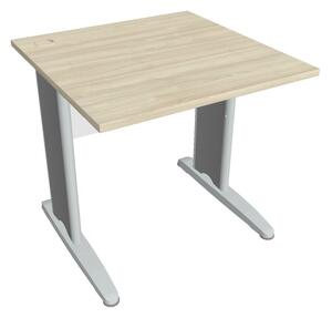Stůl pracovní rovný 80 cm - Hobis Cross CS 800 Dekor stolové desky: ořech, Dekor lamino podnože: bílá, Barva nohou: Stříbrná