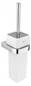 WC štětka nástěnná, hranatá keramická nádoba, černý kartáč, držák chrom NIMCO NK 30094K-26