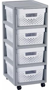 Regál Curver INFINITY 4x11L perforovaný šedá/bílá