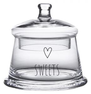 Skleněná dóza s víčkem s nápisem Sweets – 12x13 cm