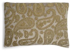 Béžový sametový polštář s ornamenty Paisley beige - 45*15*35cm - Mars & More