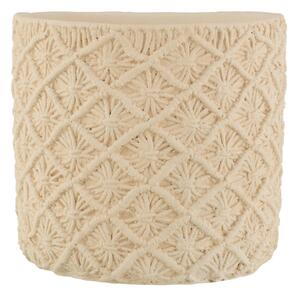 Béžový cementový květináč s drhaným vzorem Ibiza Macramé - Ø30*28 cm - J-Line by Jolipa
