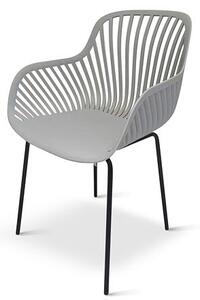 Gaby Designové křeslo, polypropylen/ocel, šedé, set 4 ks NOELA 34570108