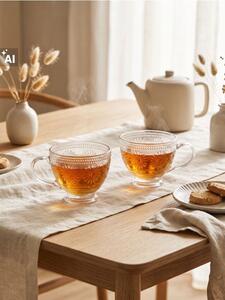 Sinsay - Skleněné šálky s reliéfním květinovým vzorem 2 pack - clear