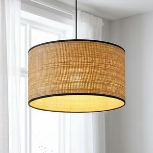 Závěsné svítidlo ASTON 1 – černé, hnědé textilní stínidlo, 1× E27, šířka 35 cm