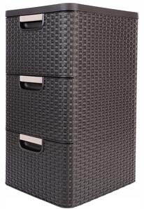 Regál Curver Style 3x14L s zásuvkami tmavě hnědý