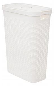 5five simply smart úzký koš na prádlo 40 l technoratan bílý s víkem do koupelny