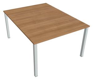 Dvojstůl pracovní rovný 120×160 cm - Hobis Uni USD 1200 Dekor stolové desky: akát, Barva nohou: bílá